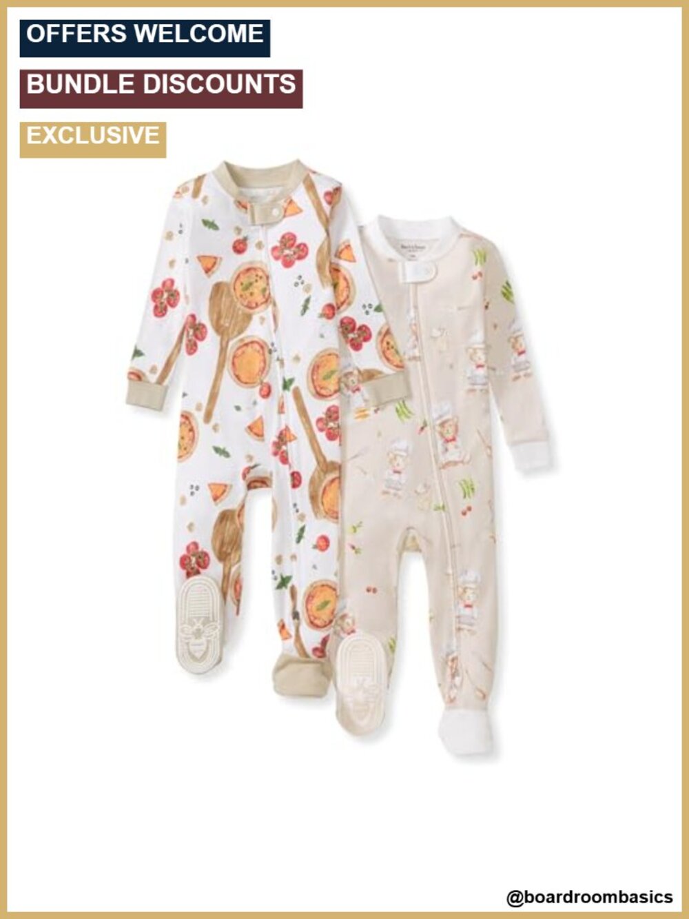 Organic Cotton Footed Sleeper Pajamas Snug Fit Zip Front Baby Boys